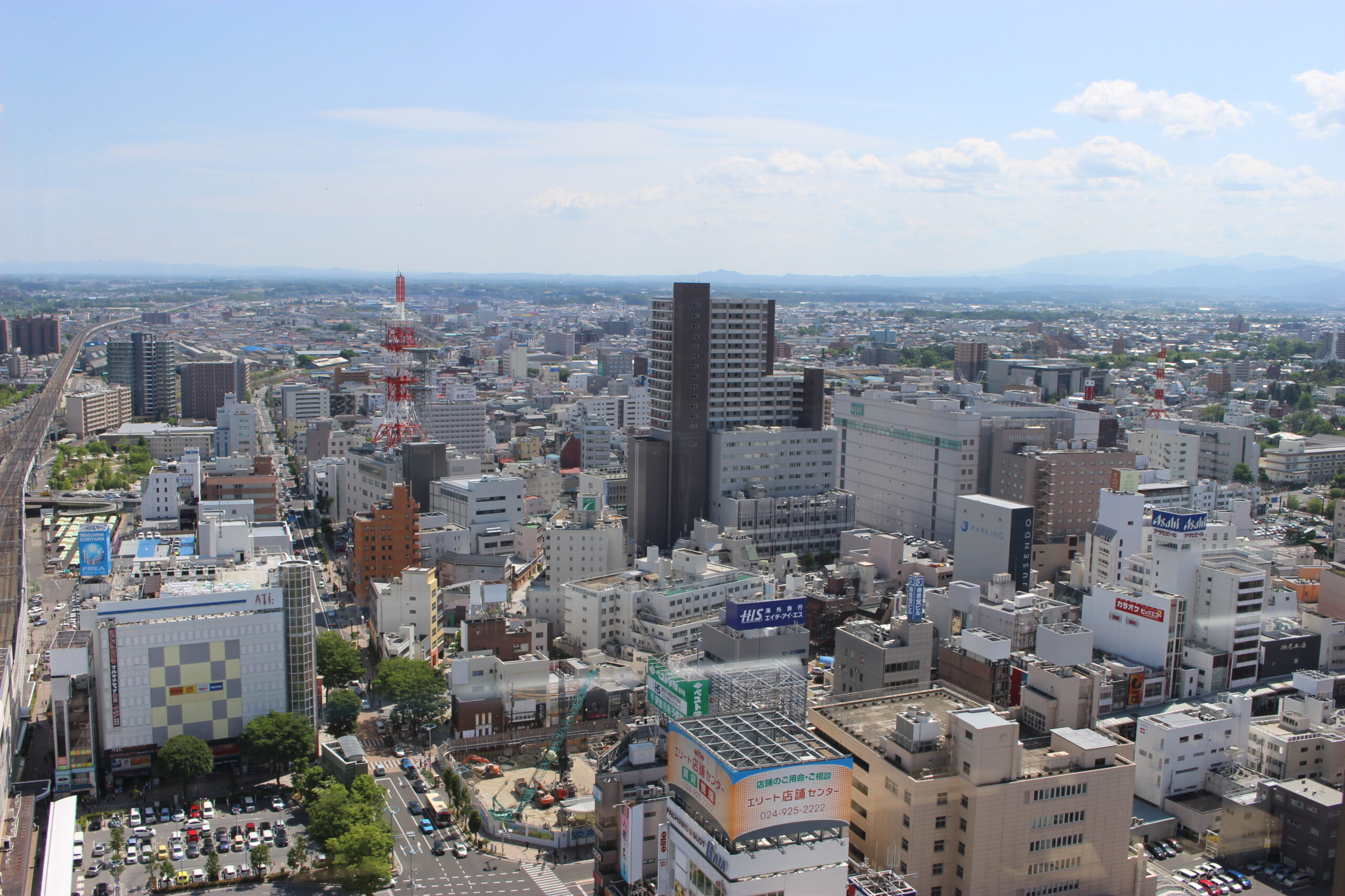 郡山市中心市街地の眺望