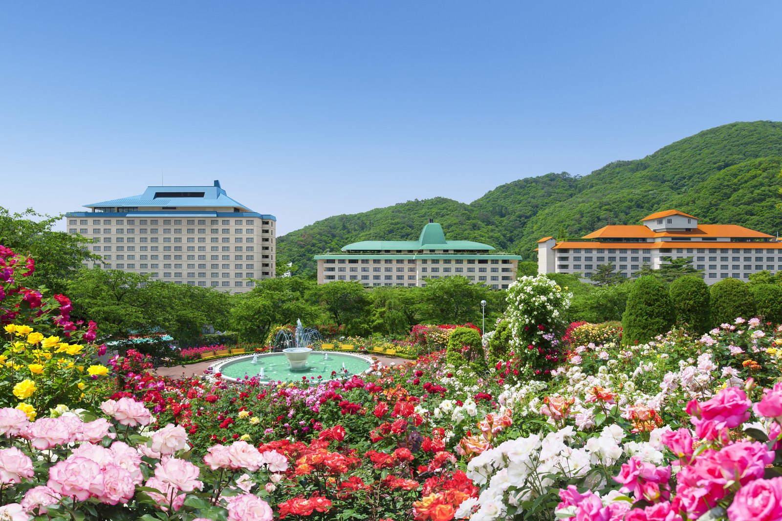 花巻温泉のバラ園とホテル3館