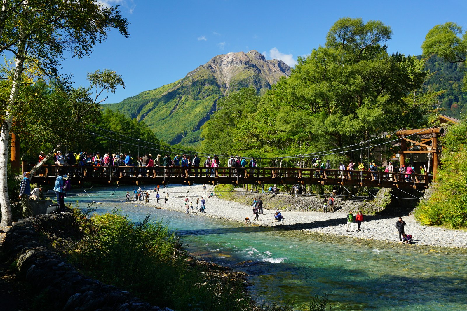 上高地・河童橋から望む穂高連峰