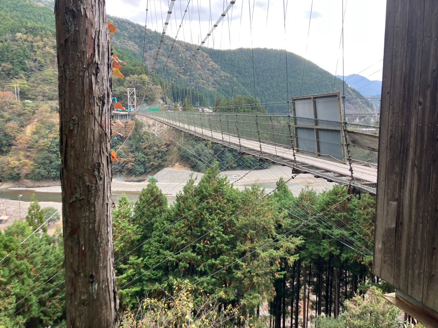 谷瀬の吊り橋の全景